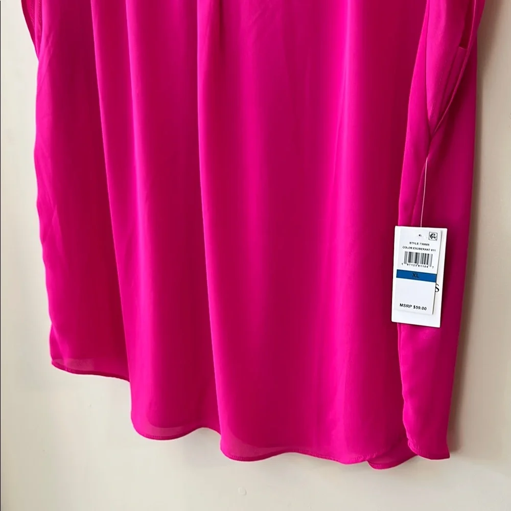 Chaus New York Exuberant Pink V-Neck Ruffle Sleeve Blouse Size XL - Picture 7 of 12